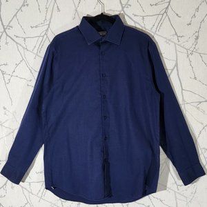 Michael Kors Navy Cotton Slim Fit Dress Shirt